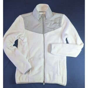 Danskin Now Fleece Jacket Full Zip Collar White‎ Gray Small S (4-6) Casual Coat